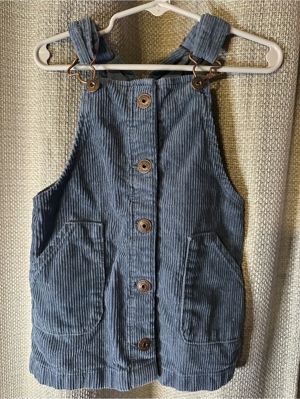 OshKosh B'gosh Girls Blue Denim Button-Front Overalls Dress
